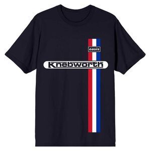 Oasis Unisex Adult Knebworth Vertical Stripe T-Shirt / Navy Blue